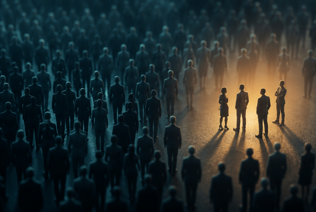A few high value players standing out from a large low value crowd