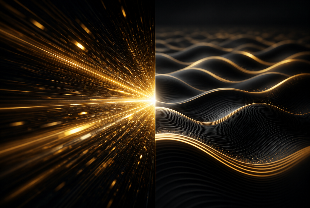 Abstract split image contrasting fast casino returns with steady recurring sportsbook revenue
