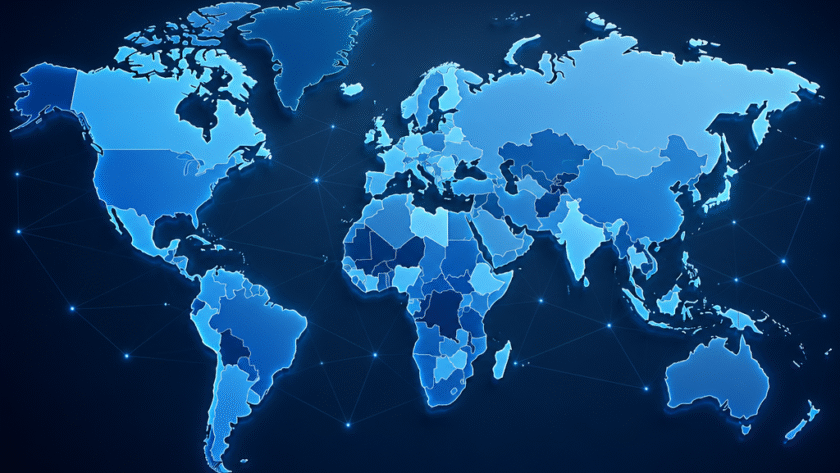 Abstract world map with regions shaded by regulatory intensity, illustrating how iGaming advertising rules vary by country