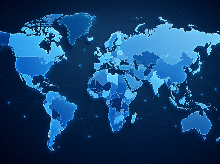 Abstract world map with regions shaded by regulatory intensity, illustrating how iGaming advertising rules vary by country