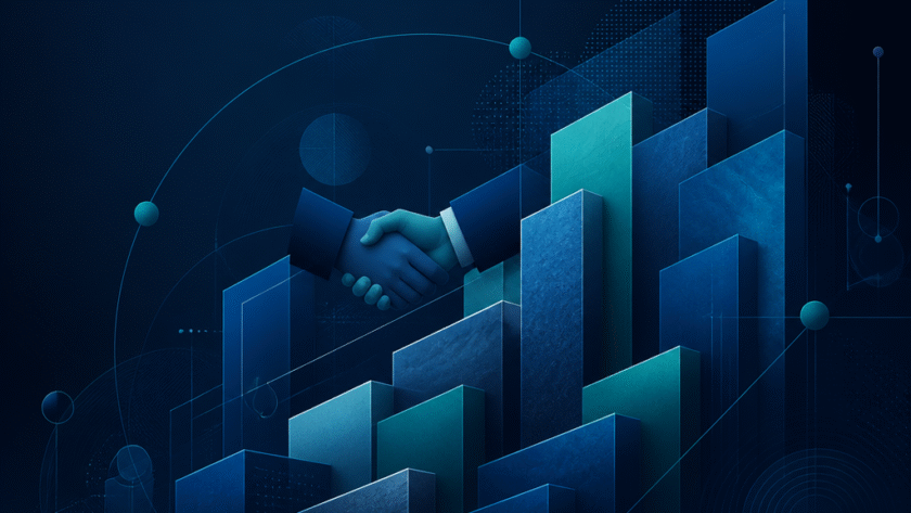 Abstract dark fintech visual representing iGaming affiliate deal negotiation and commission structures